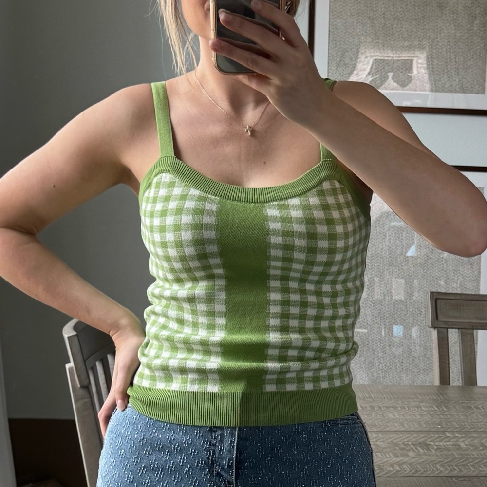 St Patrick’s Spring Green Checkered Women's Top - Picture 2 of 11